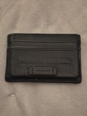 Coach Black Perforated Leather Card Holder -